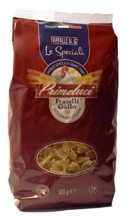 PASTA PRIMELUCI 500gr. FARFALLE N°57 TRAFILATA AL BRONZO